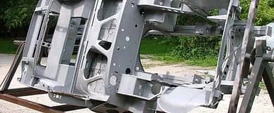 Vehicle Frame sitting on a trailer