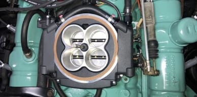 close up of brand new holley sniper efi upgrade